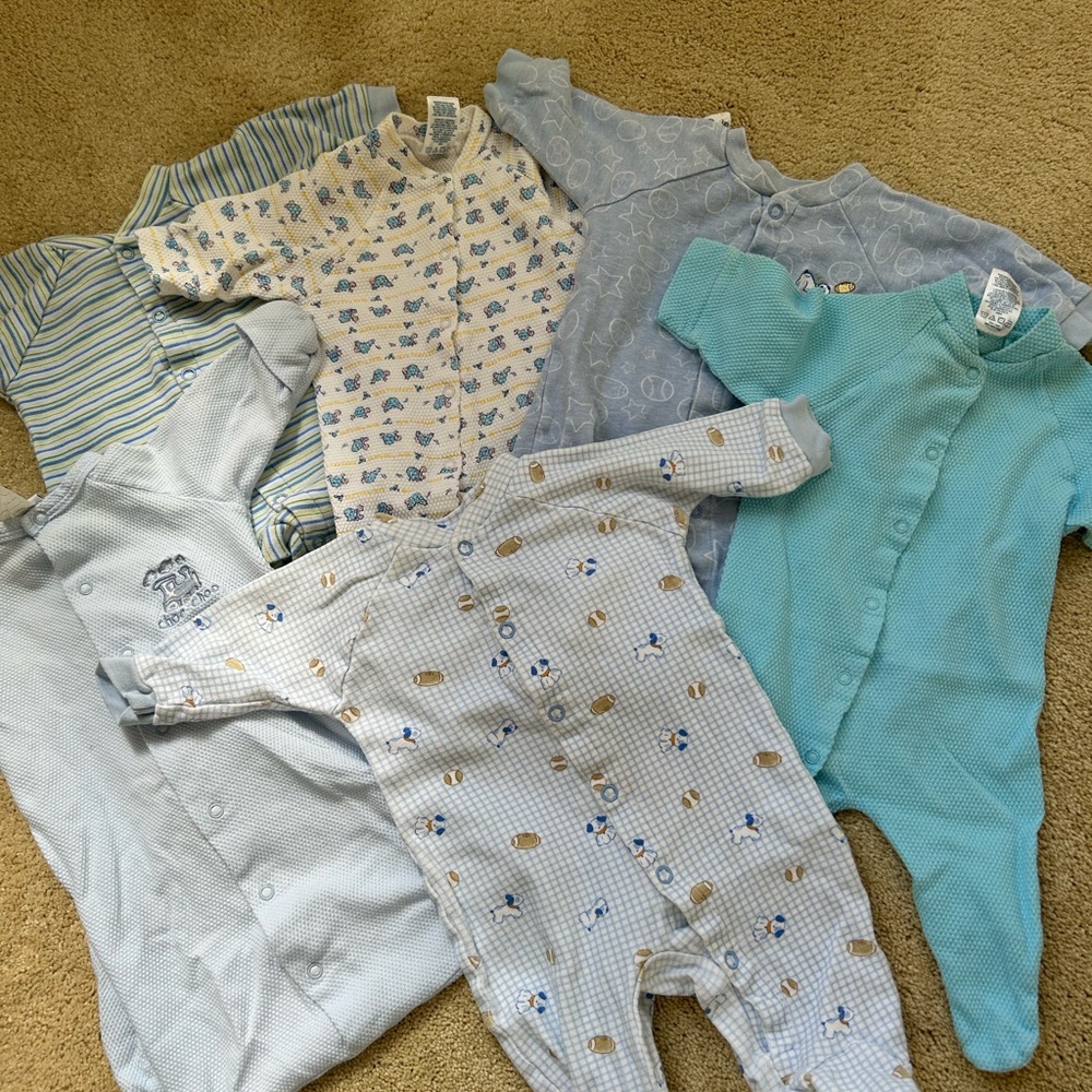 Assorted Baby Onesies in Blue and White